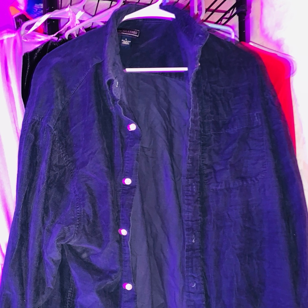 Navy button down
